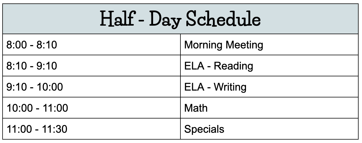 Half Day Homeschool Schedule