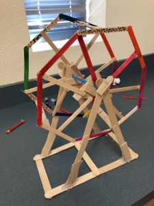 Engineering students trying to make a working ferris wheel out of popsicle sticks. (2019-2020)