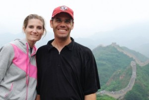 My husband and I in China