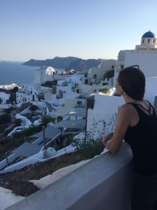Admiring the view in Santorini, Greece